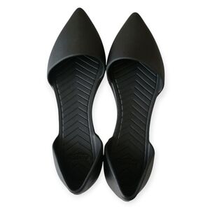 Native Audrey D'Orsay Black Pointed Toe Flat Rubber Comfort Waterproof Slip On 7